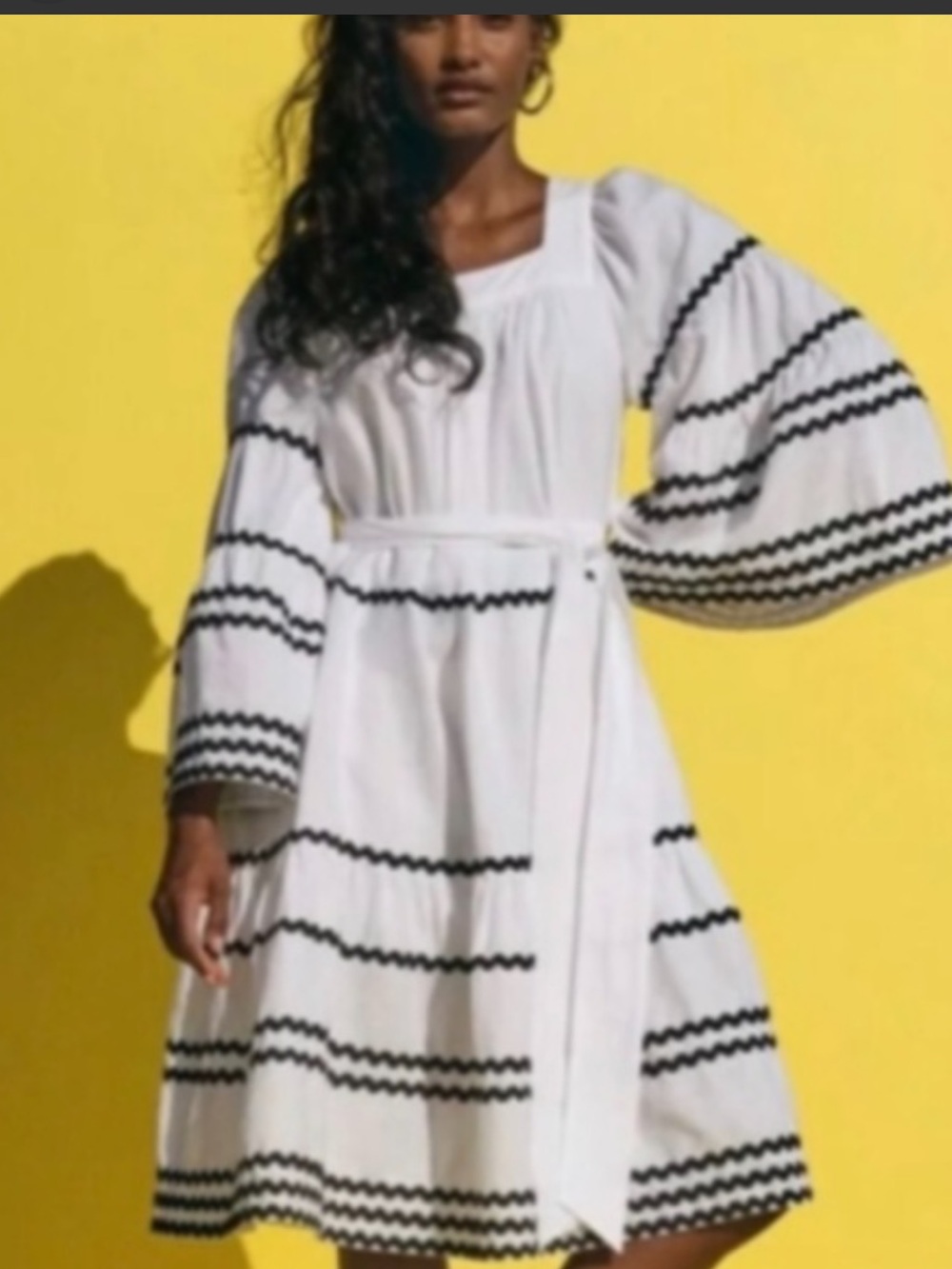 Lisa Marie Fernandez x Target Bell-Sleeve Midi Dress with Black Ric Rac Trim